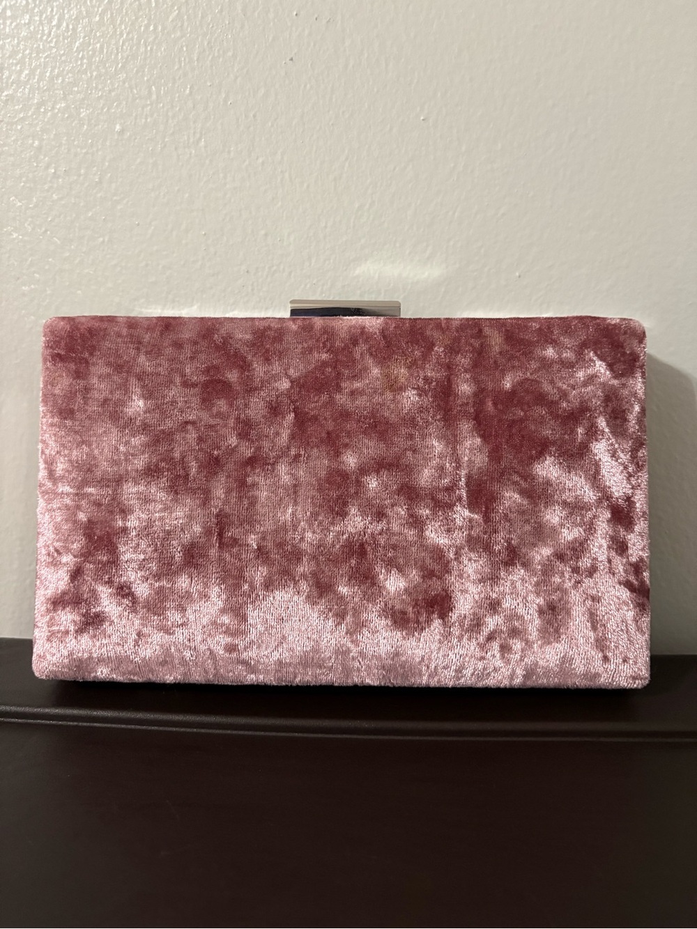 Glint Blush Pink Velvet Clutch Evening Bag Snap Closure